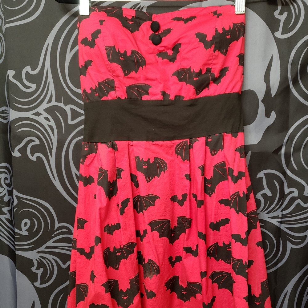 Sourpuss red bat sleeveless dress